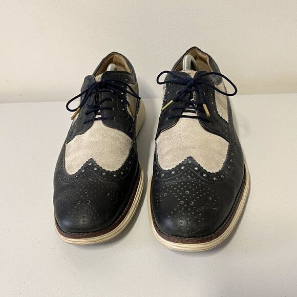 Cole Haan Grand OS Leather Two Tone Wing Tip Oxford Sneaker C13995 - Picture 2 of 7